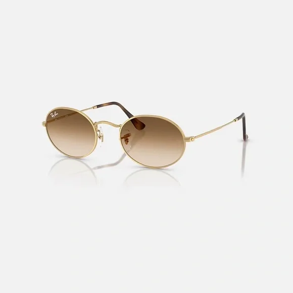Ray-Ban Gold and Brown Oval Sunglasses - Picture 7 of 13